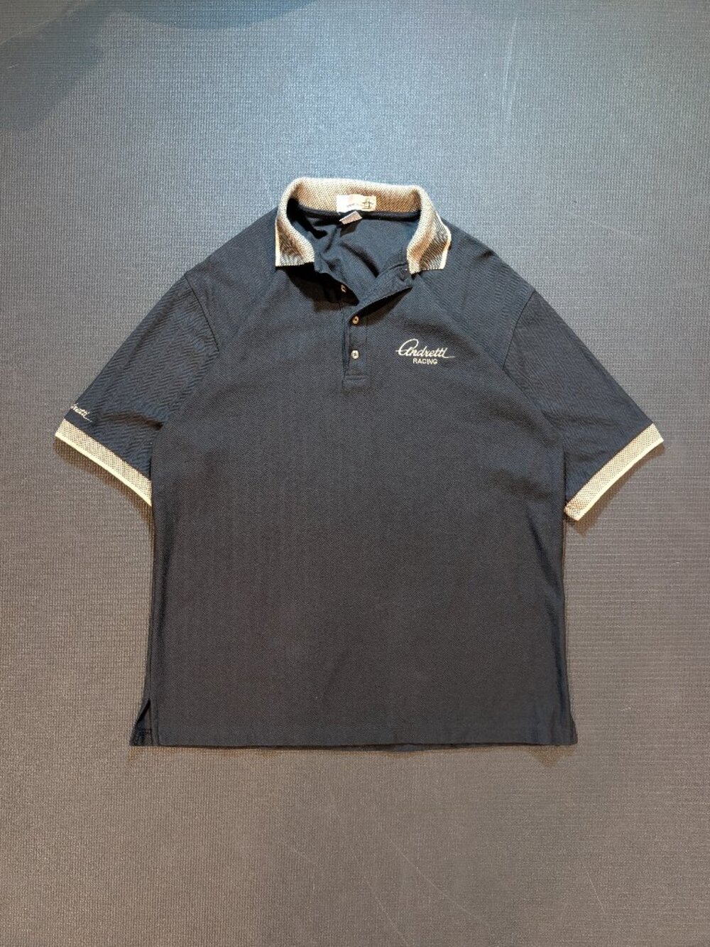 Rare Vintage Munsingwear Andretti Racing Polo Mens L Black IndyCar CART 90s Golf